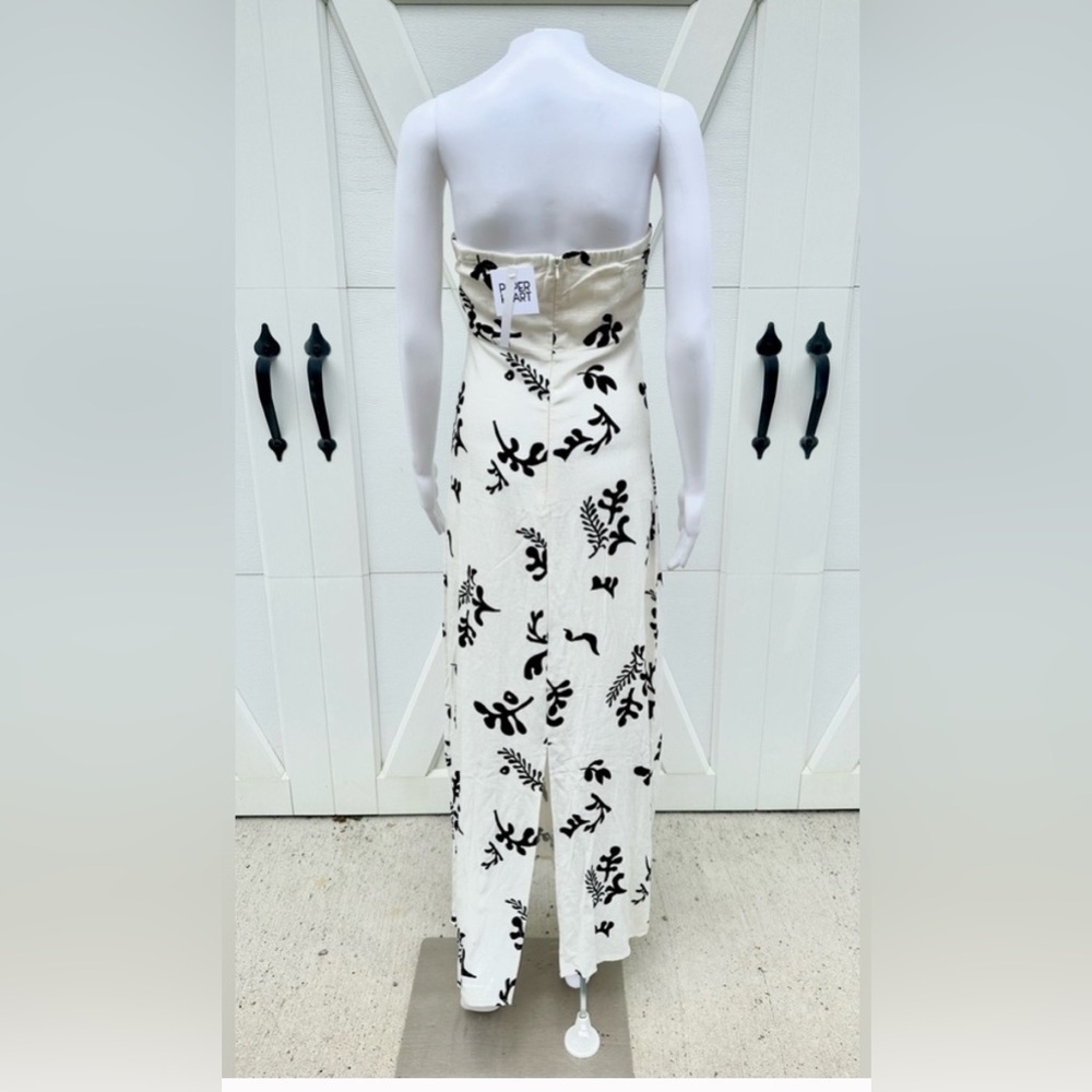 Paper Heart Black Leaf Strapless Dress with linen - Picture 3 of 3